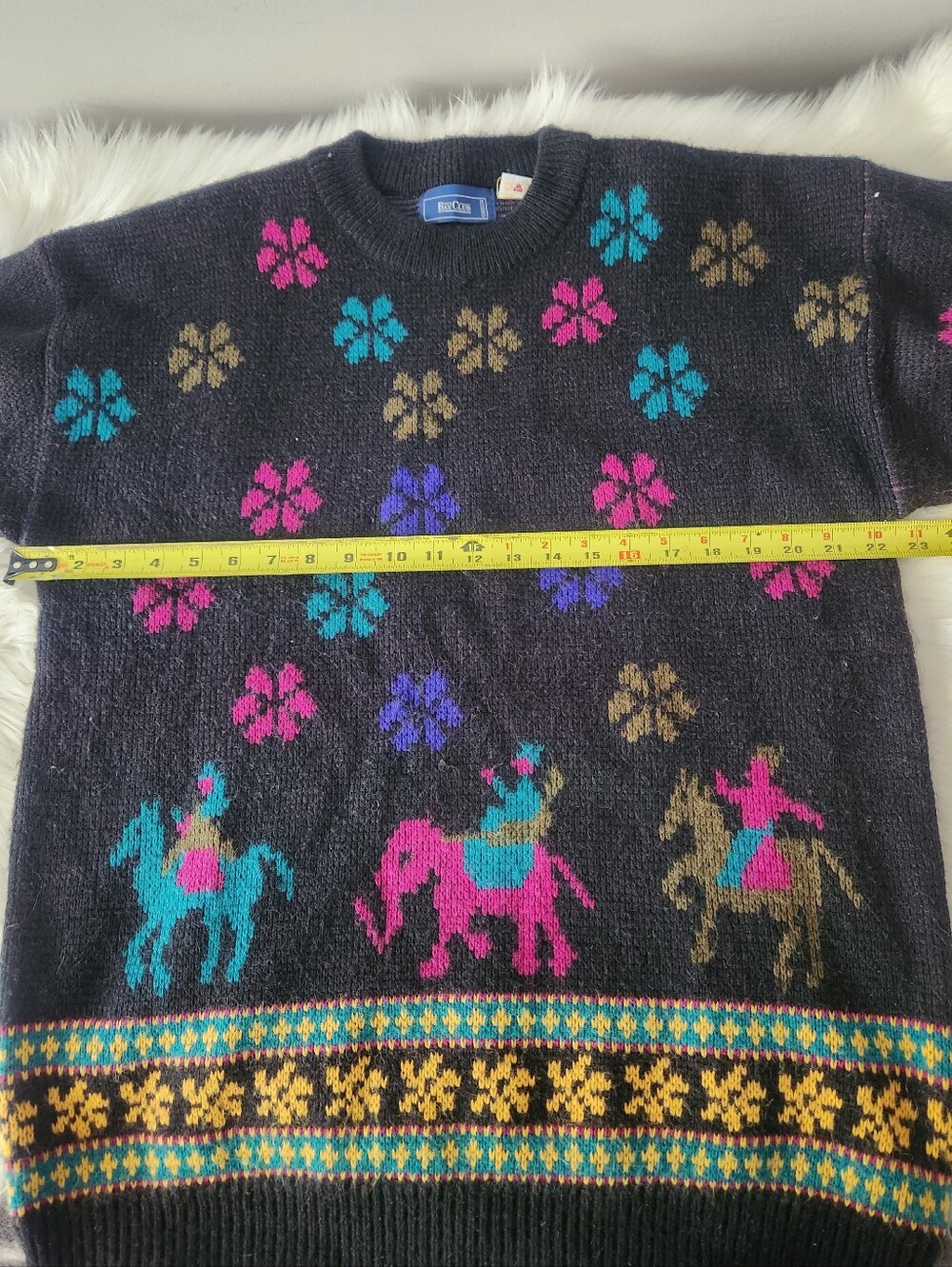 Bay Club 80s 90s Floral Animals Geometric Pattern Knit Sweater - Picture 8 of 10
